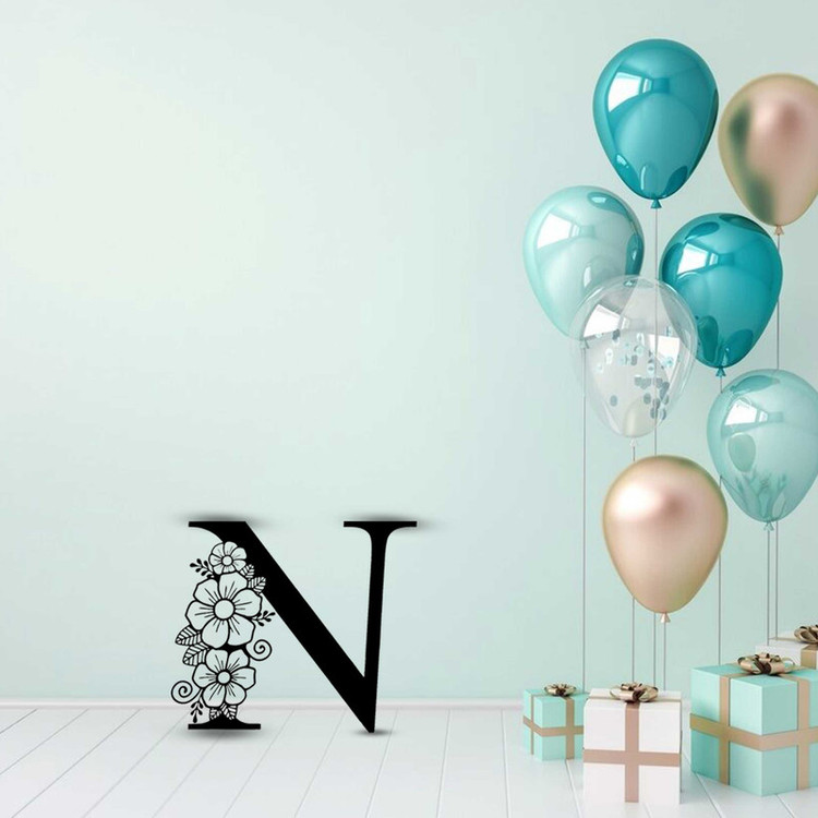 استیکر مدل چوبی طرح حروف انگلیسی گل دار کد HGOL-N