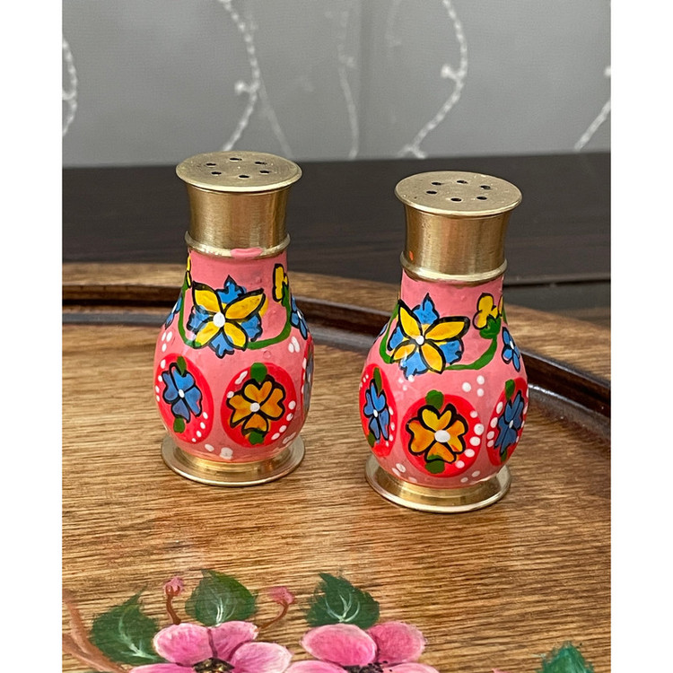نمکدان برنجی مدل میناکاری کد 002