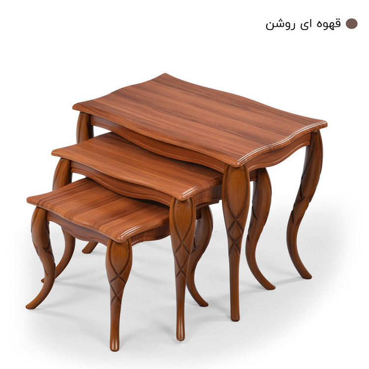 میز پذیرایی میز چوب مدل پیچک مجموعه 4 عددی