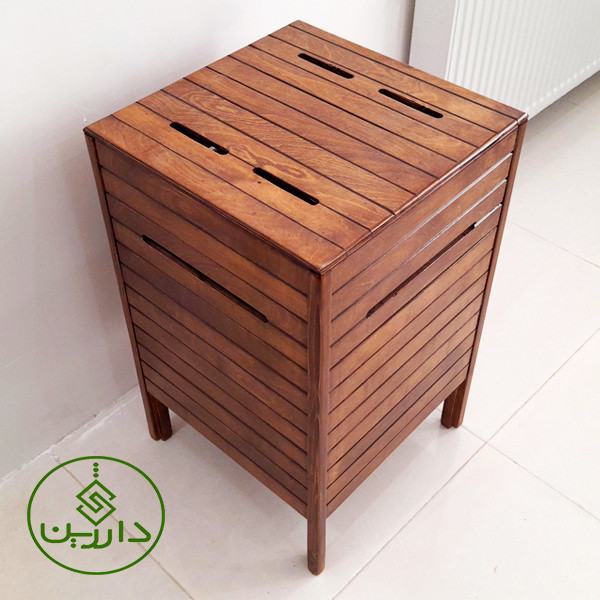 سبد رخت چرک دارژین مدل باکس چوبی 40