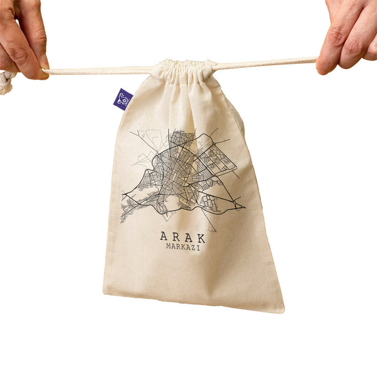 کیسه نان و سبزی ترمه طراحان ایده مدل نقشه شهر اراک کد map0513 - M سایز 23x33 سانتی متر