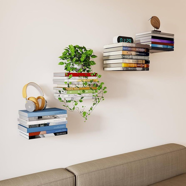 شلف دیواری خونه خاص مدل پایه مخفی کد 30cm مجموعه 5 عددی