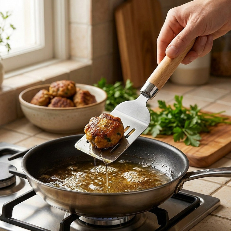 کفگیر شنگیا مدل سرتیز و روغن گیر