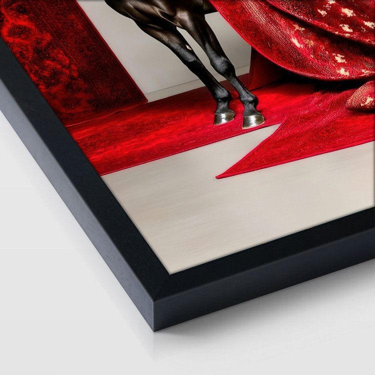 تابلو بکلیت طرح دکوراتیو اسب مدل B-4615 فریم مشکی مجموعه 3 عددی
