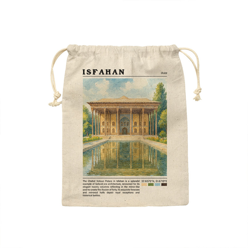 کیسه نان و سبزی ترمه طراحان ایده مدل کاخ چهل ستون اصفهان کد map0804 - M سایز 23x33 سانتی متر