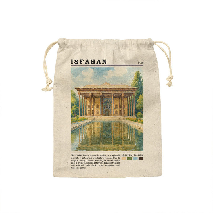 کیسه نان و سبزی ترمه طراحان ایده مدل کاخ چهل ستون اصفهان کد map0804 - M سایز 23x33 سانتی متر
