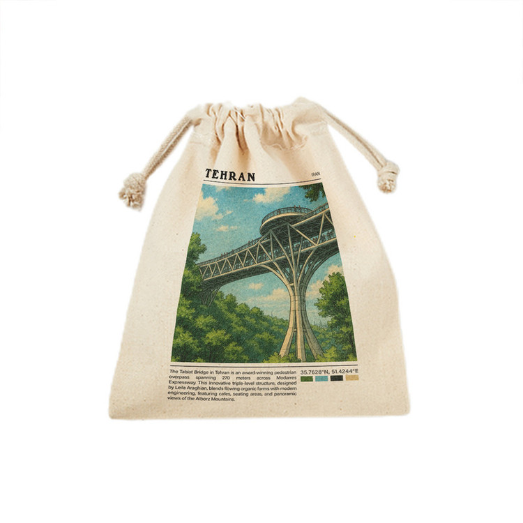 کیسه نان و سبزی ترمه طراحان ایده مدل پل طبیعت تهران کد map0811 - S سایز 19x19 سانتی متر