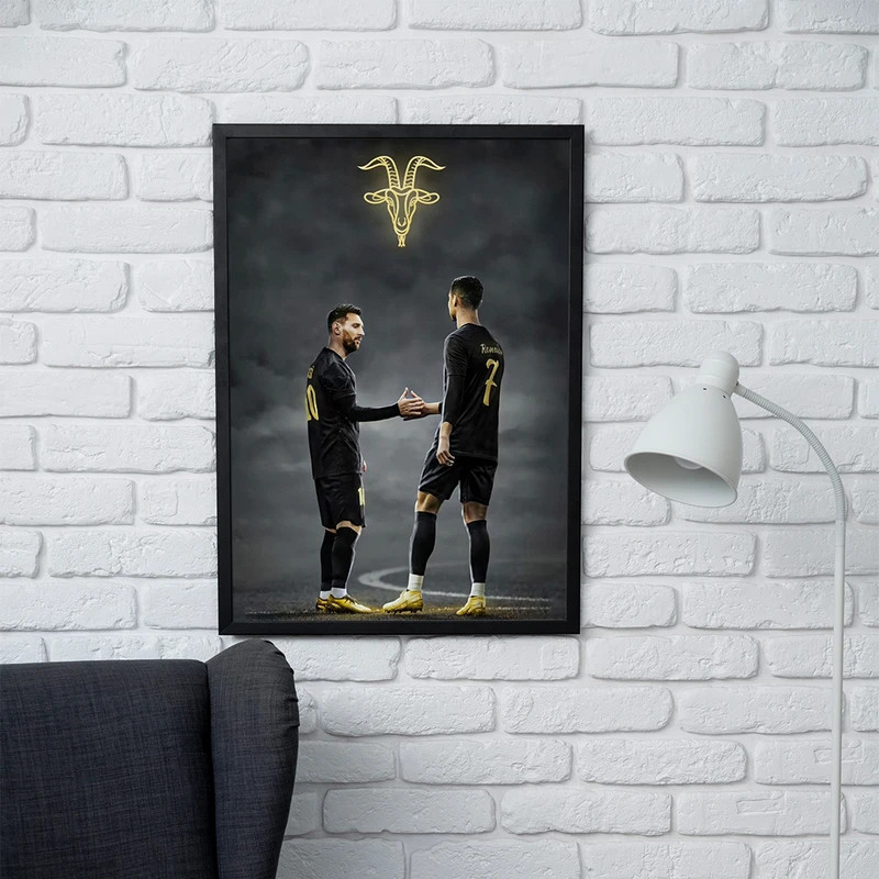 تابلو مدل دیواری طرح رونالدو و مسی Ronaldo and Messi کد FD497