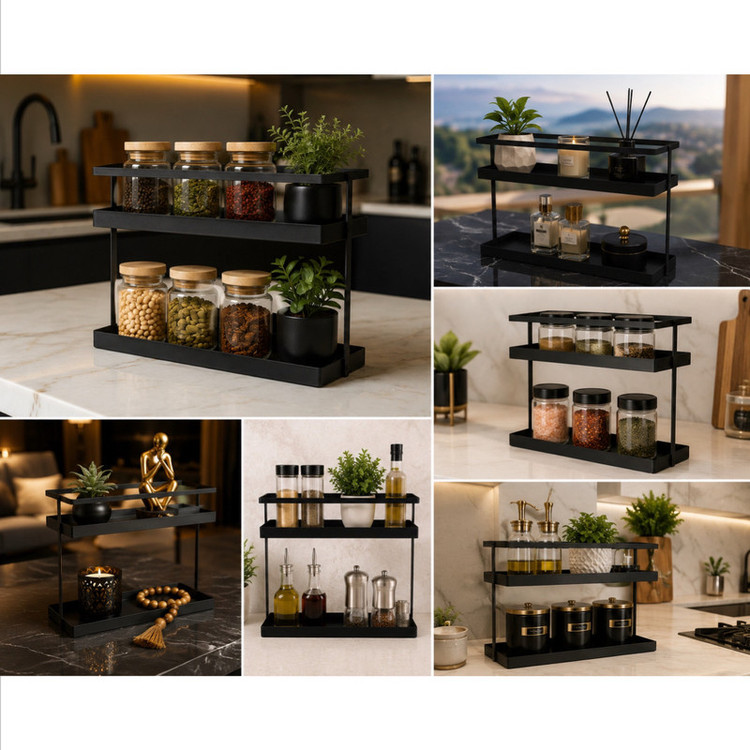 استند جا ادویه ای مدل دو طبقه 36*13*30 MN-32