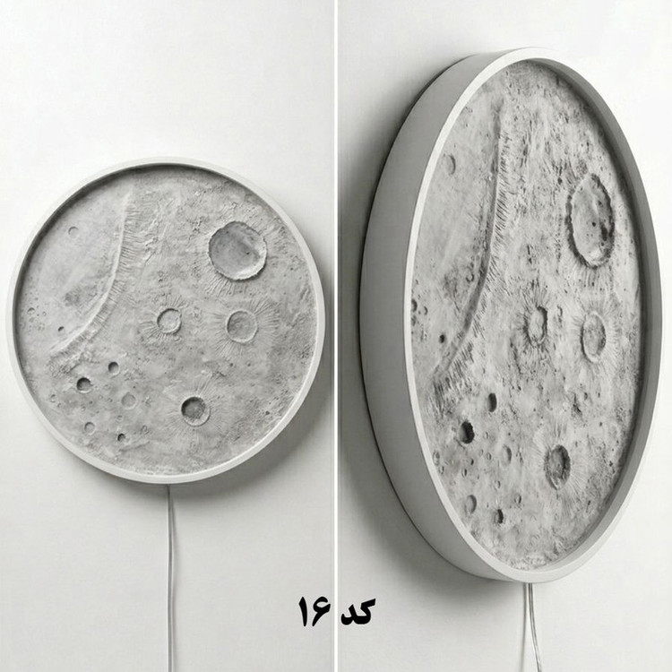 تابلو نوری طرح MOON17 مدل ماه برجسته فریم سفید