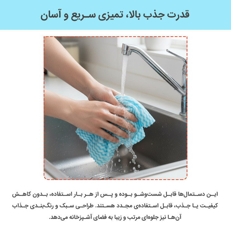 دستمال نظافت خانه و آشپزخانه حولهای، میکروفایبر دکین مدل Towel بسته 12 عددی