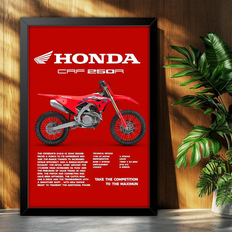 تابلو بکلیت طرح موتور هوندا HONDA CRF250R مدل B-po1894 فریم مشکی