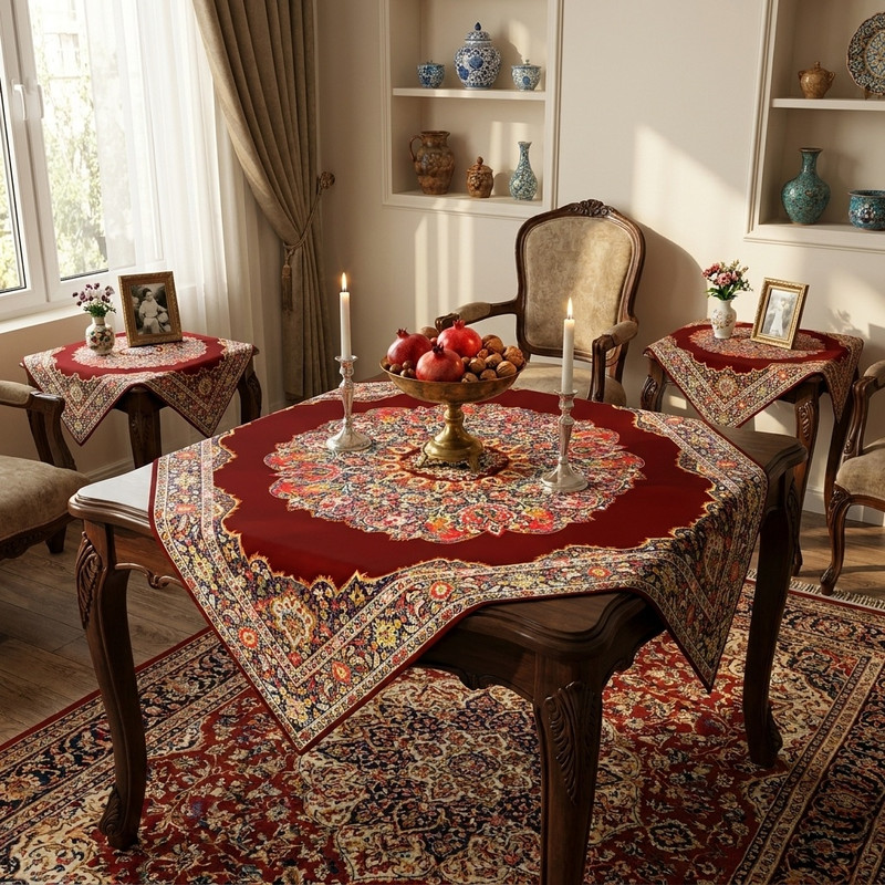 رومیزی سه تکه طرح ترمه کد 9920.3