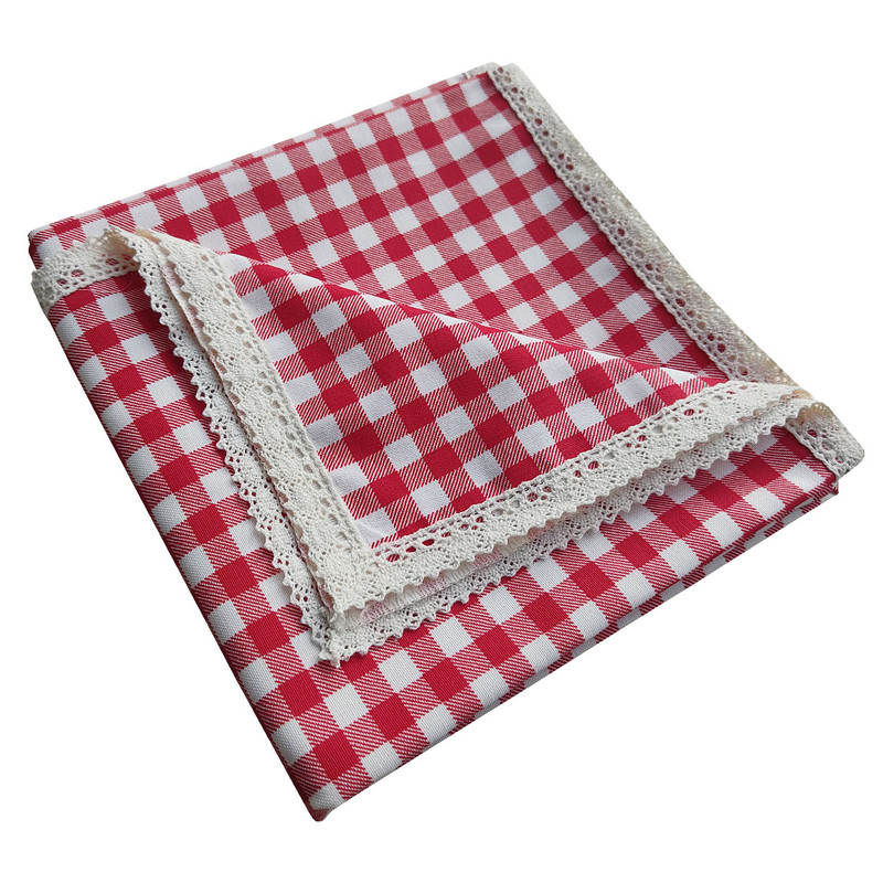 رومیزی نساجی دُر هنر یزد مدل چهارخانه cotton  سایز 90x90 سانتی‌متر