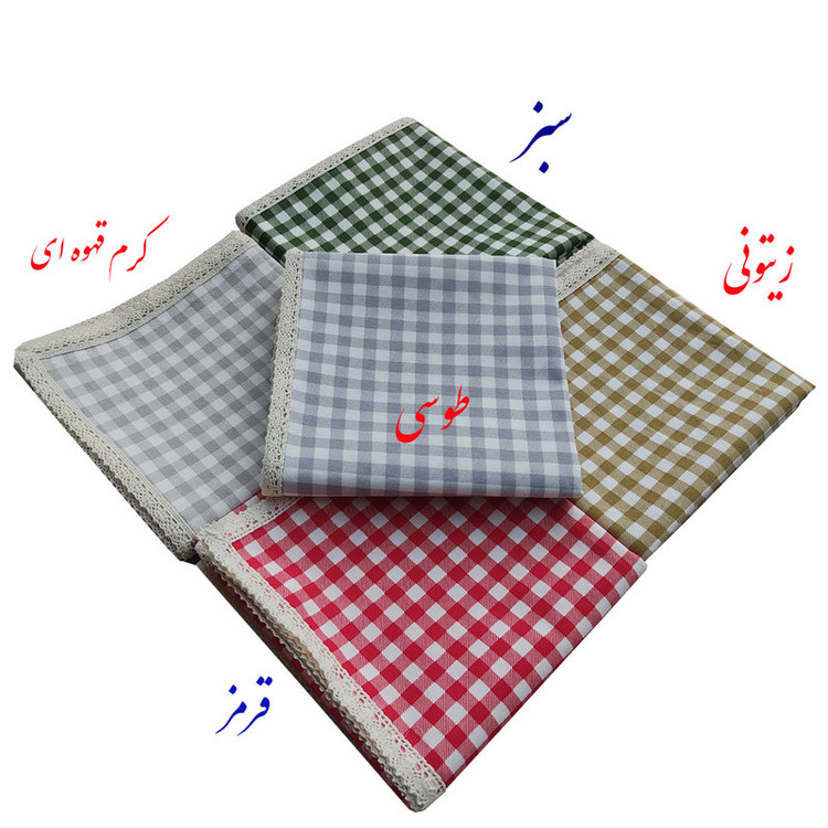 رومیزی نساجی دُر هنر یزد مدل چهارخانه cotton سایز 90x90 سانتیمتر