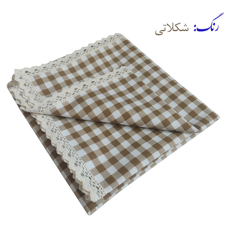 رومیزی نساجی دُر هنر یزد مدل چهارخانه cotton سایز 90x90 سانتیمتر