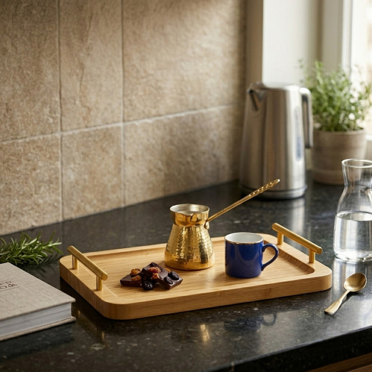 سینی دسته دار مدل بامبو کد SI-32 سایز 23x32 سانتیمتر