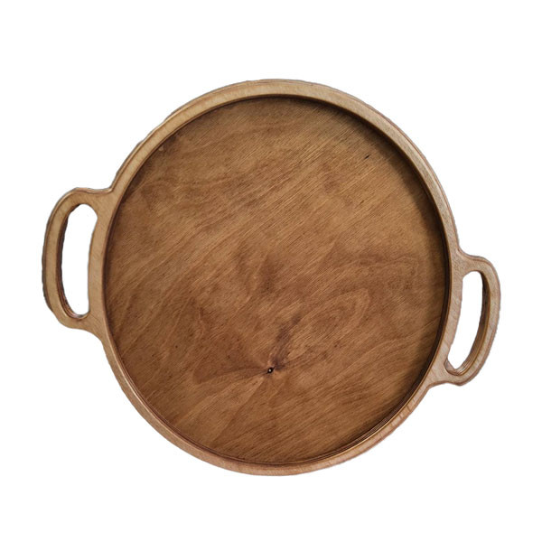 سینی مدل دسته دار چوبی کد 517  گرد سایز  25*25 سانتی متر
