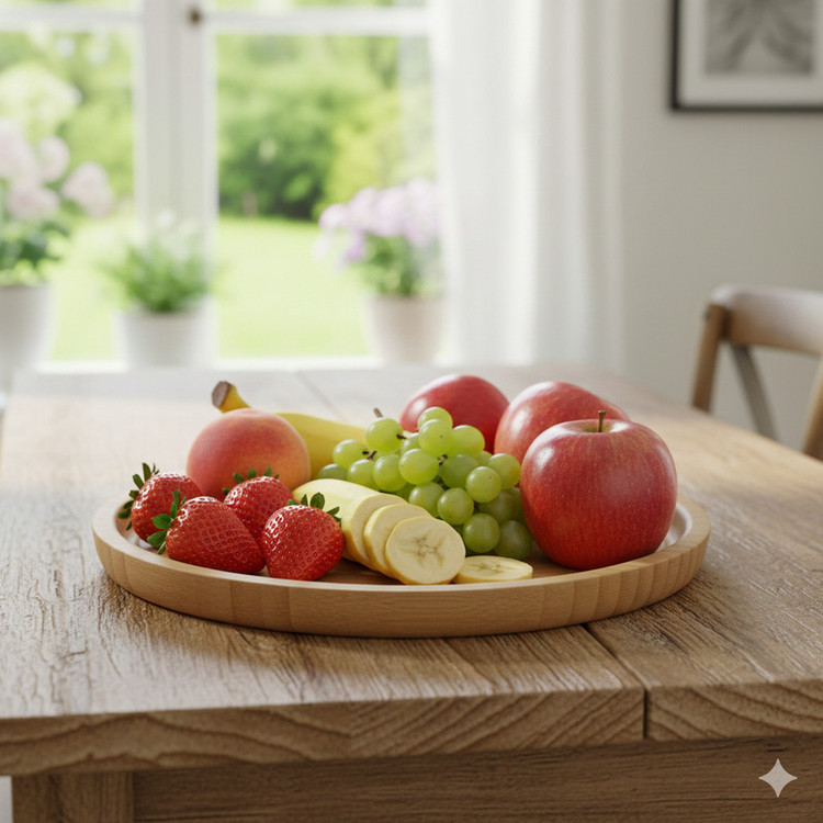 سینی مدل گرد بامبو سایز 35× 35 سانتی متر