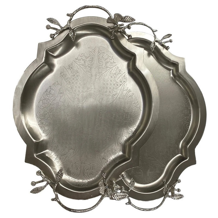 سینی دسته دار سالی نو مدل پروانه کد 608485 مجموعه دو عددی
