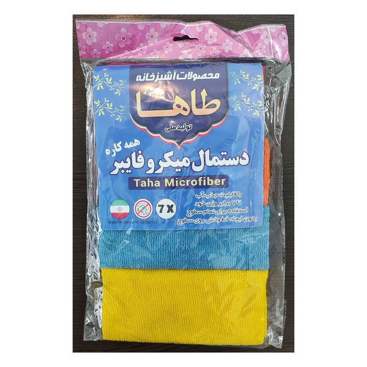 دستمال میکروفایبر طاها مدل همه کاره بسته 4 عددی