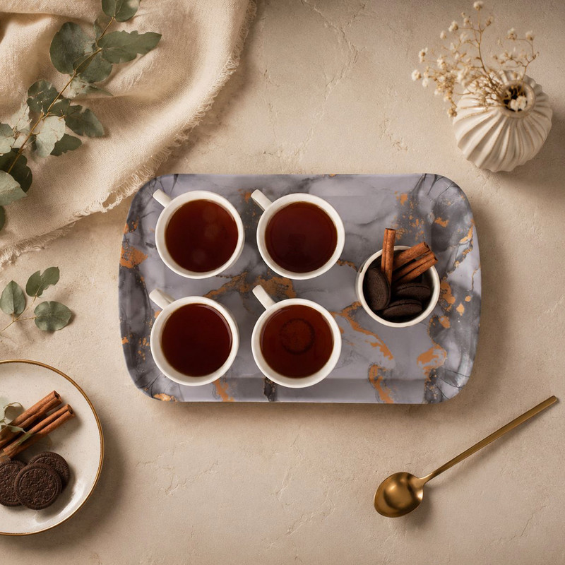 سینی دسته دار مهروز مدل A-1003 مرمر سایز 25×39 سانتی متر