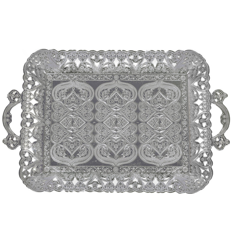 سینی دسته دار مدل نیلوفر مجلسی سایز 25×40 سانتی متر
