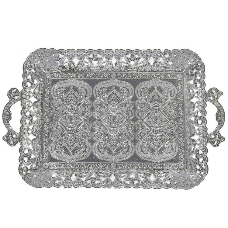 سینی دسته دار مدل نیلوفر مجلسی سایز 25×40 سانتی متر