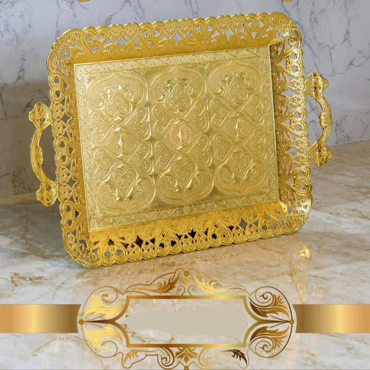 سینی دسته دار مدل نیلوفر مجلسی سایز 25×40 سانتی متر