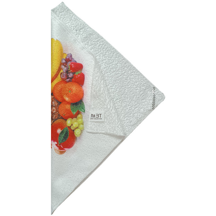 دستمال نظافت آشپزخانه بی تی مدل میکروفایبر طرح میوه کد 30x30W232 بسته 3 عددی