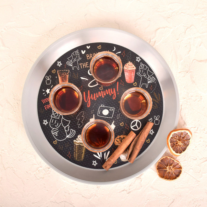 سینی بدون دسته مهروز مدل 6001 طرح yummy سایز 27×27  سانتی متر