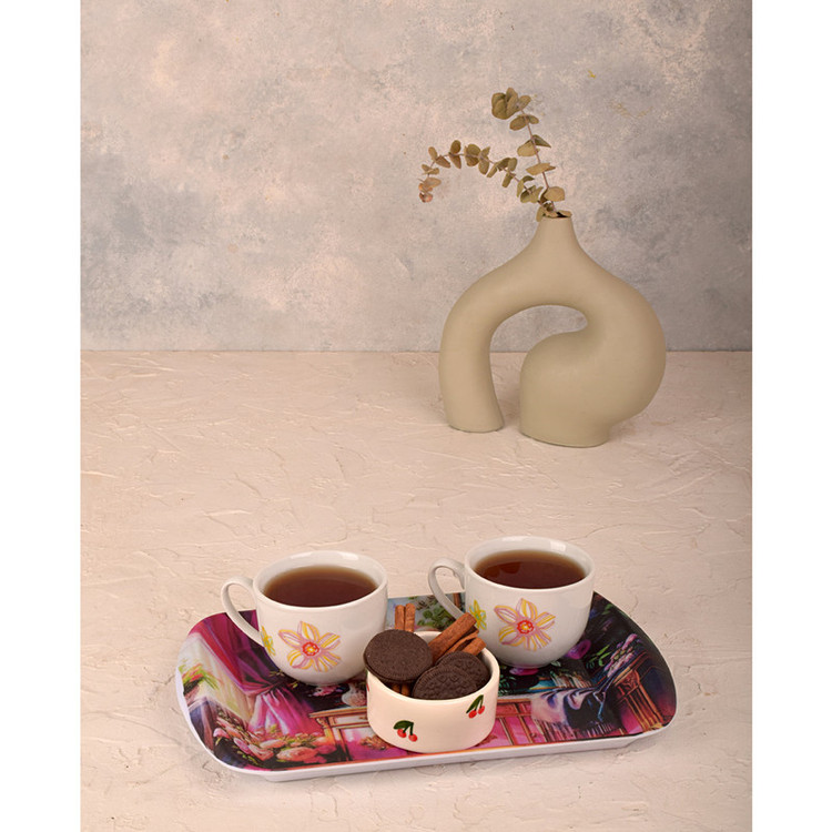 سینی دسته دار مهروز مدل A-1002 گل سایز 20×32 سانتی متر