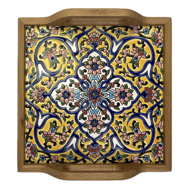 سینی کاشی کاری مدل چهارپر
