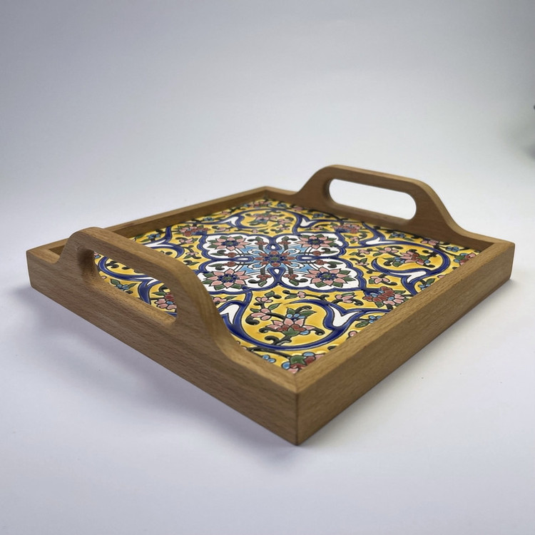 سینی کاشی کاری مدل چهارپر
