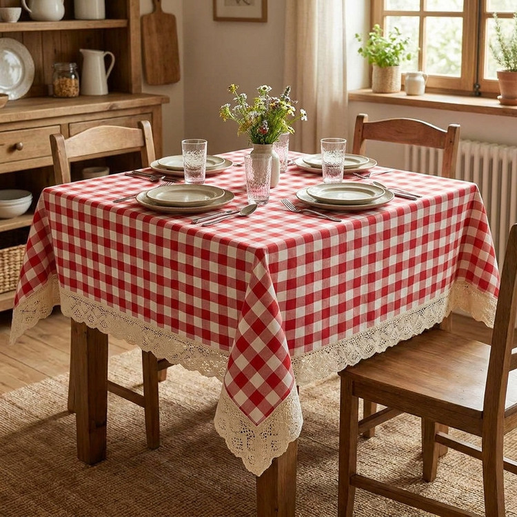 رومیزی مدل چهارخونه 55 سایز 120x150 سانتیمتر