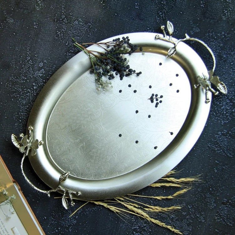 سینی دسته دار سالی نو مدل پروانه کد 608889 مجموعه دو عددی