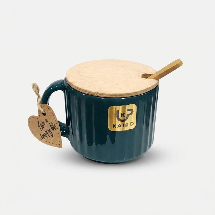 ماگ سرامیکی دربدار مدل Kairo بههمراه قاشق