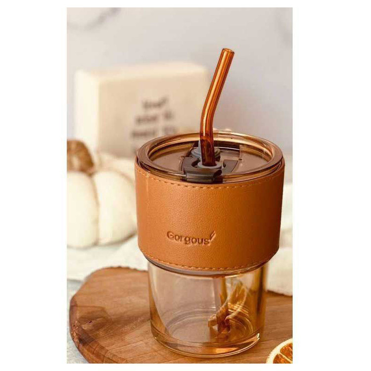 لیوان مدل شیشه ای دور چرم