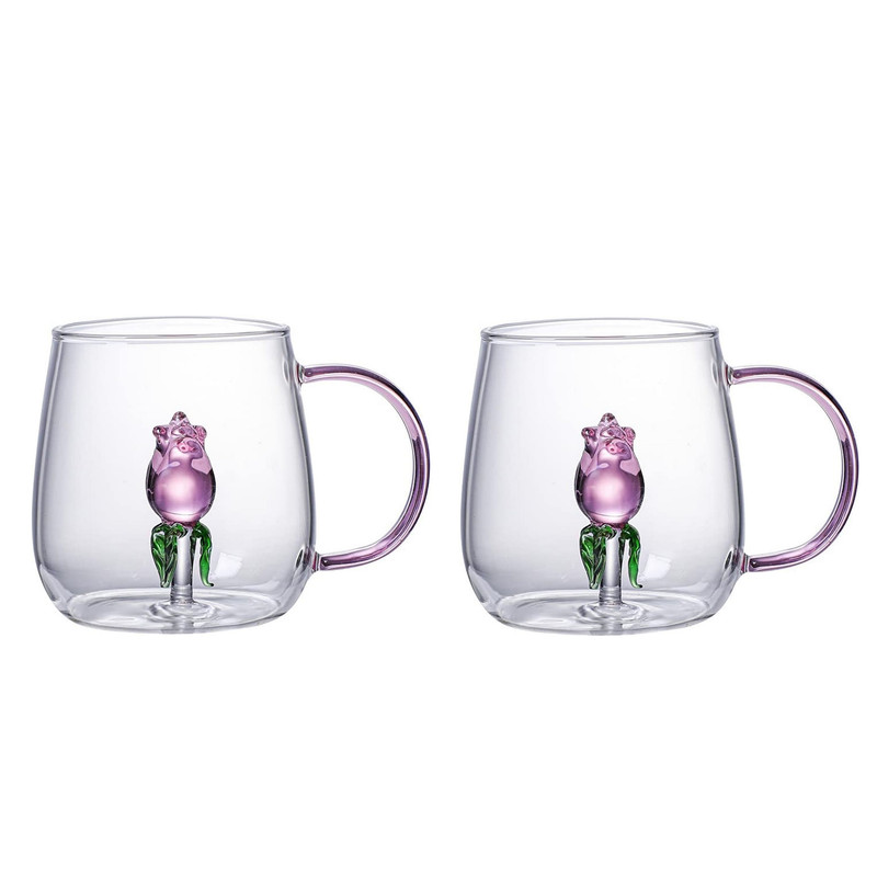 لیوان مدل داخل گلدار بروسیلیکات کد 1369n 2666 بسته دو عددی