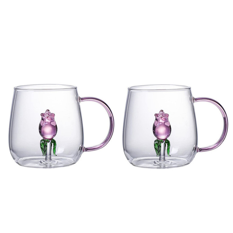 لیوان مدل داخل گلدار بروسیلیکات کد 1369n 2666 بسته دو عددی