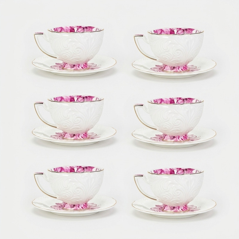 سرویس چای خوری 12 پارچه 6 نفره شاهین مدل dantella f