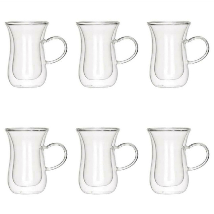 استکان مدل دوجداره کمر باریک کد b80 بسته 6 عددی