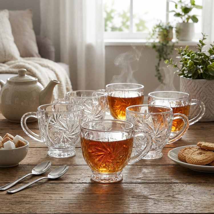 فنجان مدل خورشیدی پریما سه گل مجموعه 6 عددی