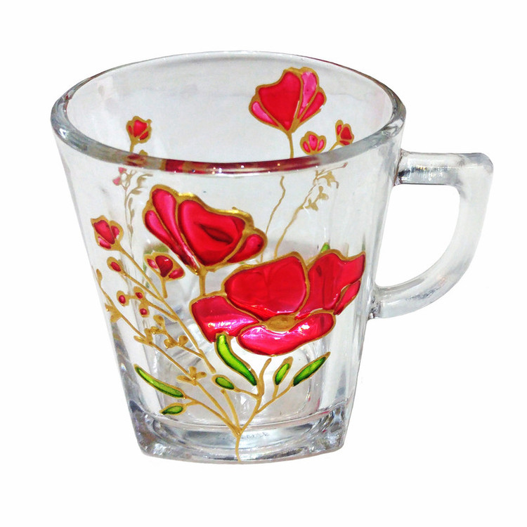 استکان مدل شقایق بسته 6 عددی
