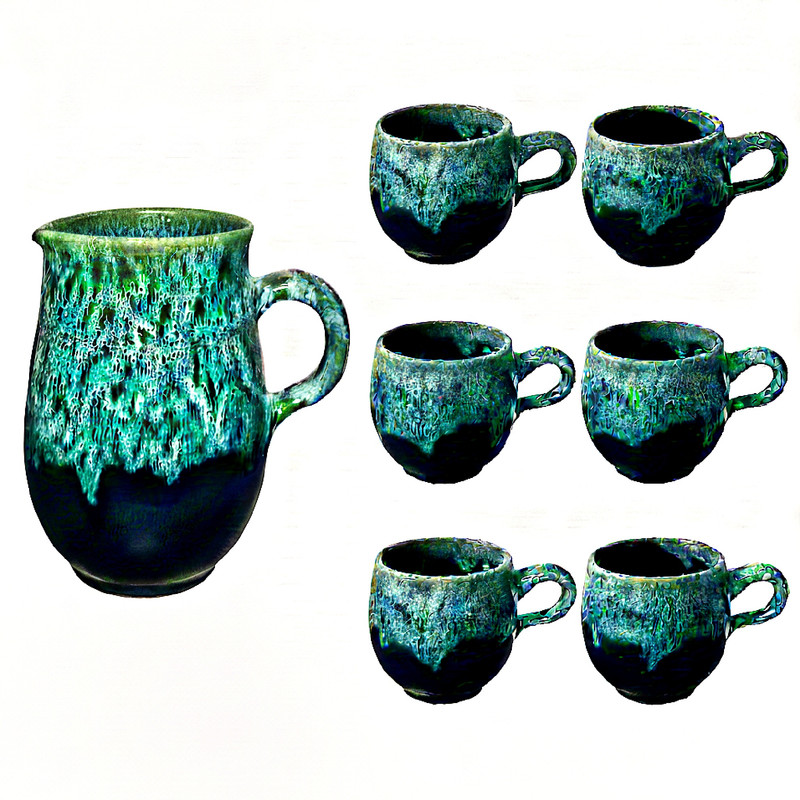 سرویس پارچ و لیوان 7 پارچه مدل شره ای