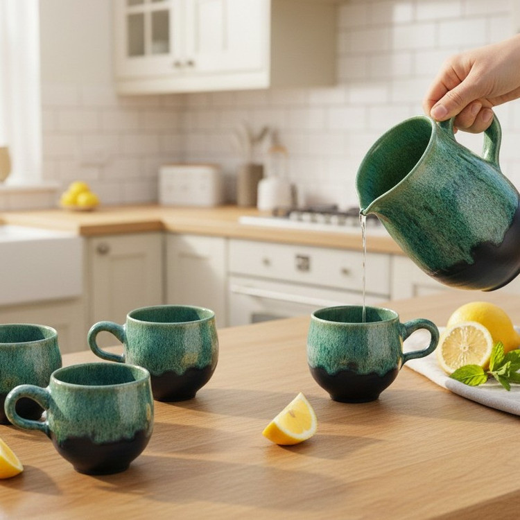سرویس پارچ و لیوان 7 پارچه مدل شره ای