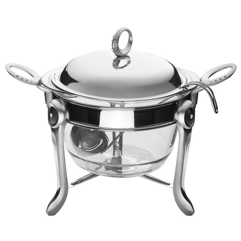 مجموعه 4 عددی ظروف سوفلهخوری، سوپخوری و سالادخوری رزلند از استیل براق و ضدزنگ، قابل استفاده در مایکروویو، شستوشوی دستی و ماشین ظرفشویی، شامل ظرف 4 لیتر سوپخوری، ظرف 2 و 3 لیتر سوفله و سالادخوری با انبر فلزی