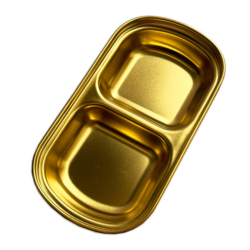 اردو خوری استیل دو خانه لوکس با طراحی تکطبقه و قابلیت سرو سس، ترشی، مربا و مزه، مناسب شستوشو با دست و قابل استفاده در پذیرایی