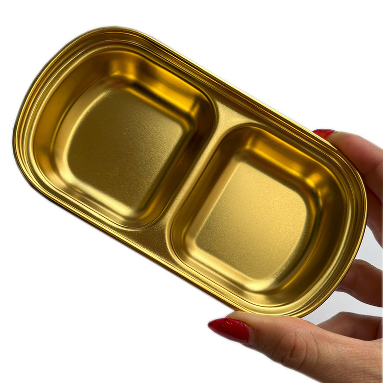 اردو خوری استیل دو خانه لوکس با طراحی تکطبقه و قابلیت سرو سس، ترشی، مربا و مزه، مناسب شستوشو با دست و قابل استفاده در پذیرایی
