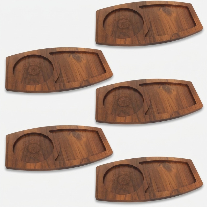 تخته سرو دکوماتوس مدل رز کد ZL2 از جنس MDF، قطر 9 میلی‌متر، مناسب سرو قهوه و چای همراه کیک و شیرینی، شستشو با دست، بسته 5 عددی